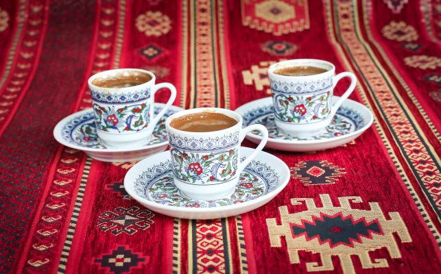 Turkish Coffee with Milk in small cups